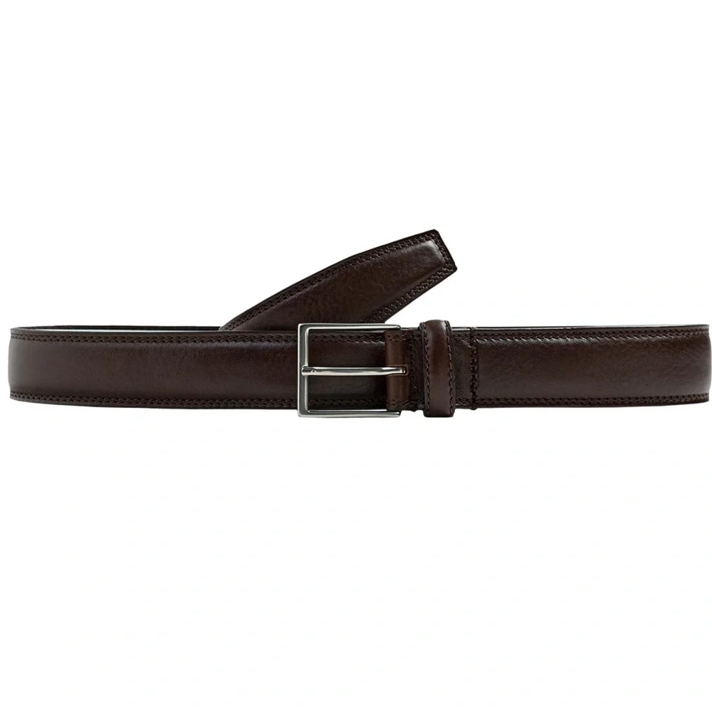 ZARA LEATHER DRESS BELT W THIN SILVER BUCKLE NWOT